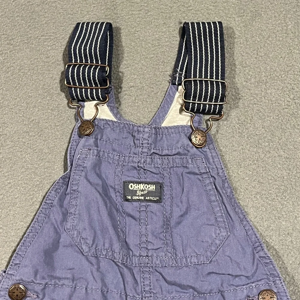 OshKosh B'gosh Kids 4T‎ Blue Cotton Blend Overalls Dungarees Striped Suspenders